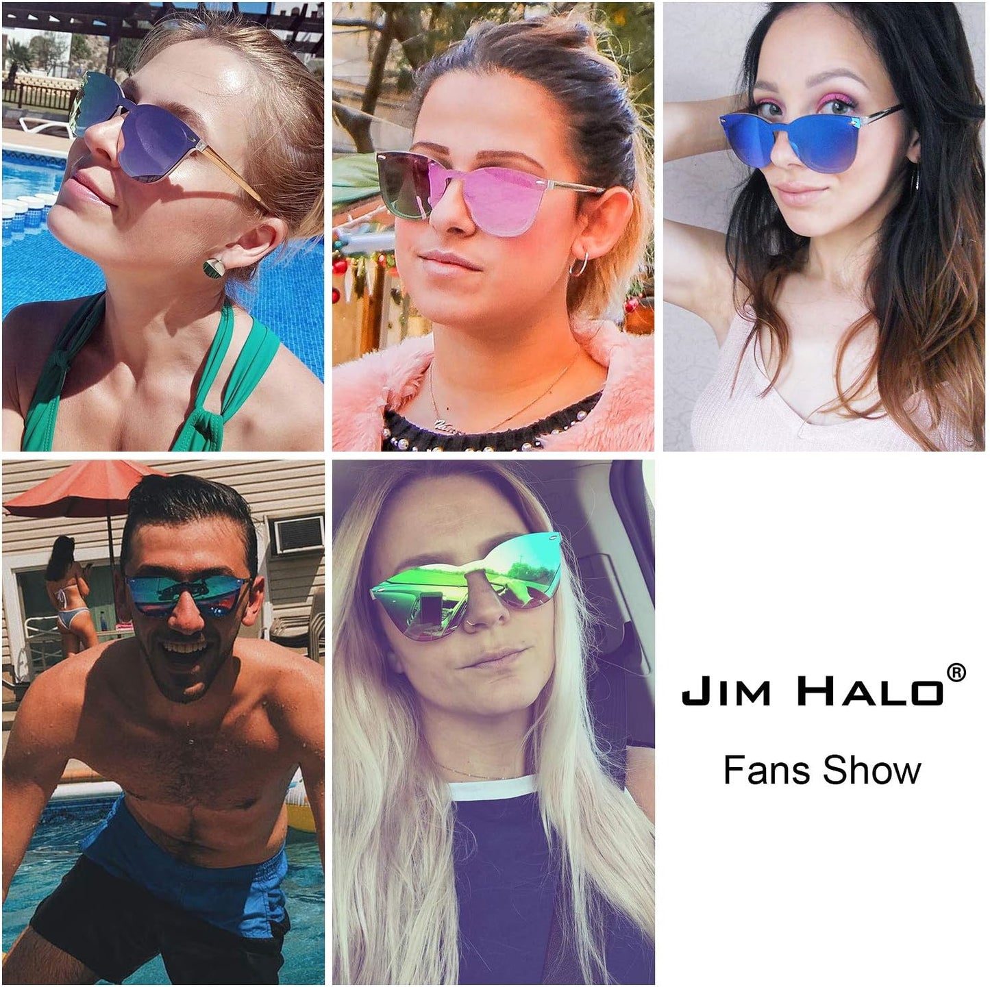 Trendy Rimless Mirrored Sunglasses Reflective Sun Glasses for Women Men (Matte Black/Mirror Blue)